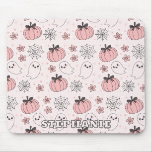 Kawaii Pink Halloween Ghosts & Pumpkins Mouse Pad