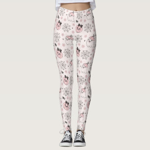 Kawaii Pink Halloween Pattern with Ghost, Pumpkin Leggings