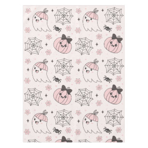 Kawaii Pink Halloween Pattern with Ghost, Pumpkin  Tablecloth