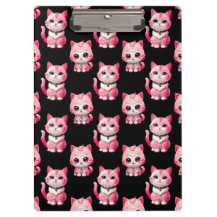 Kawaii Pink Kitty Cats Design Clipboard