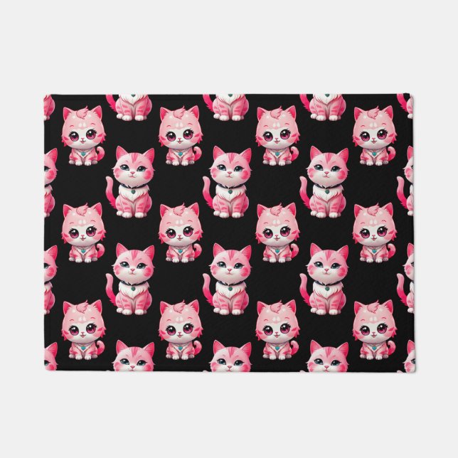 Kawaii Pink Kitty Cats Design  Doormat (Front)