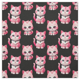 Kawaii Pink Kitty Cats Design  Fabric