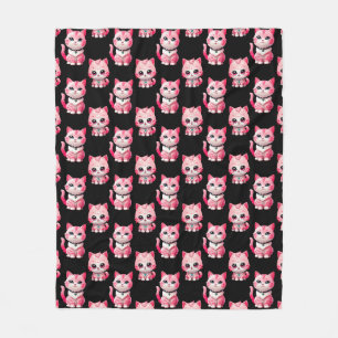 Kawaii Pink Kitty Cats Design Fleece Blanket