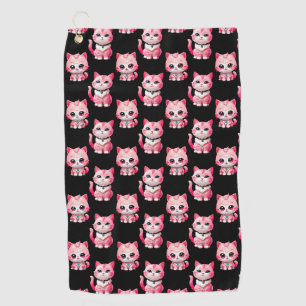 Kawaii Pink Kitty Cats Design Golf Towel