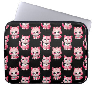 Kawaii Pink Kitty Cats Design Laptop Sleeve