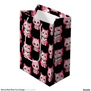 Kawaii Pink Kitty Cats Design Medium Gift Bag