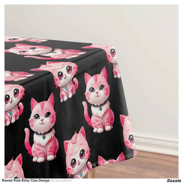Kawaii Pink Kitty Cats Design  Tablecloth (Creator Uploaded)