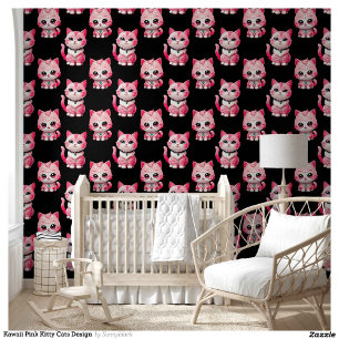 Kawaii Pink Kitty Cats Design Wallpaper