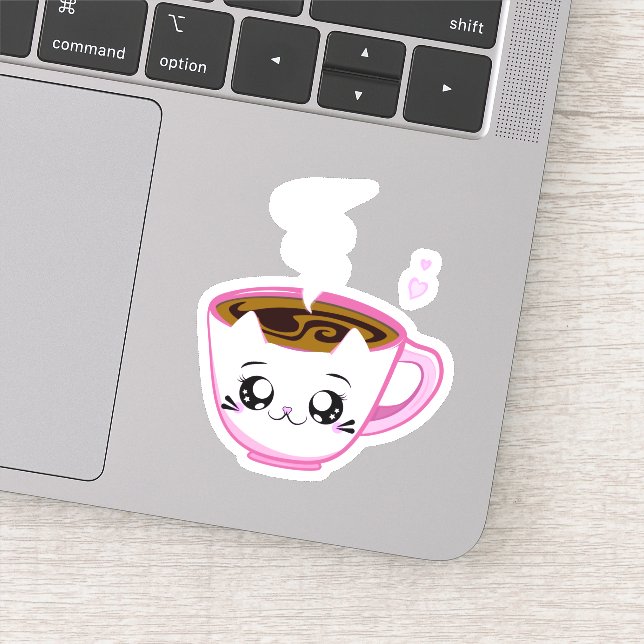 Kawaii pink kitty Cup of coffee (Detail)