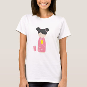 Kawaii Pink Kokeshi T-Shirt