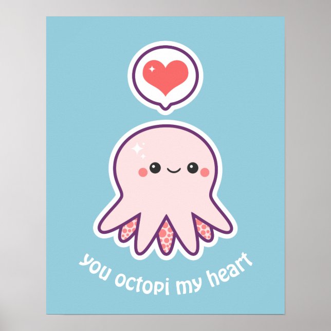 Kawaii Pink Octopus Poster (Front)