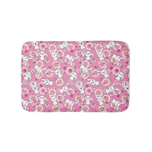 kawaii pink pattern bath mat