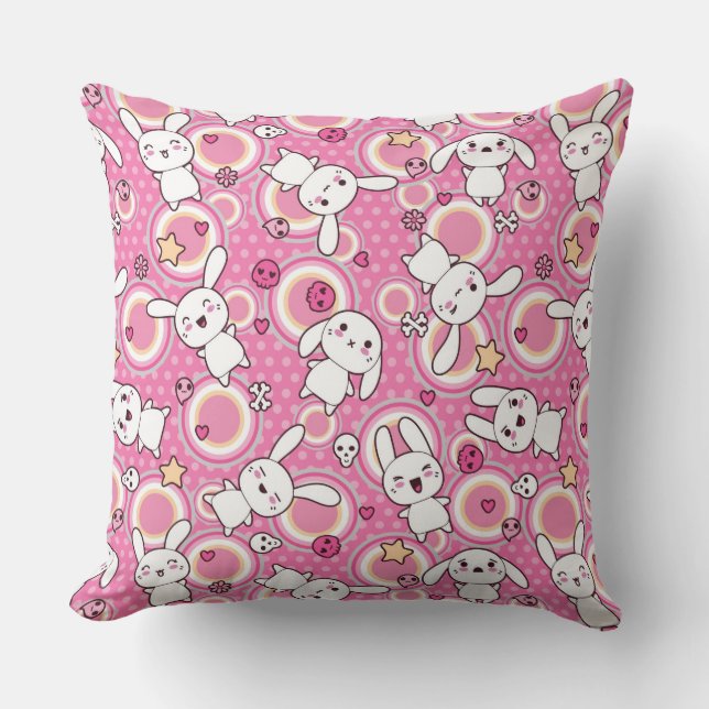 kawaii pink pattern cushion (Front)