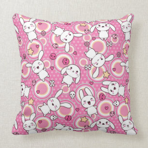 kawaii pink pattern cushion