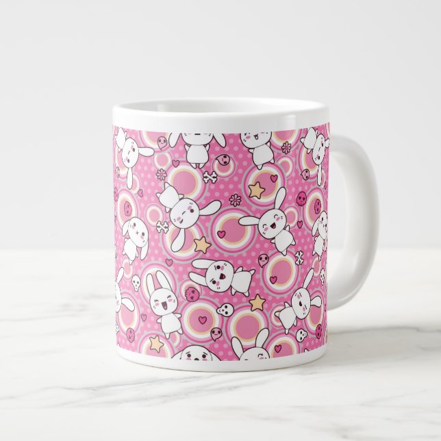 kawaii pink pattern large coffee mug (Front Right)