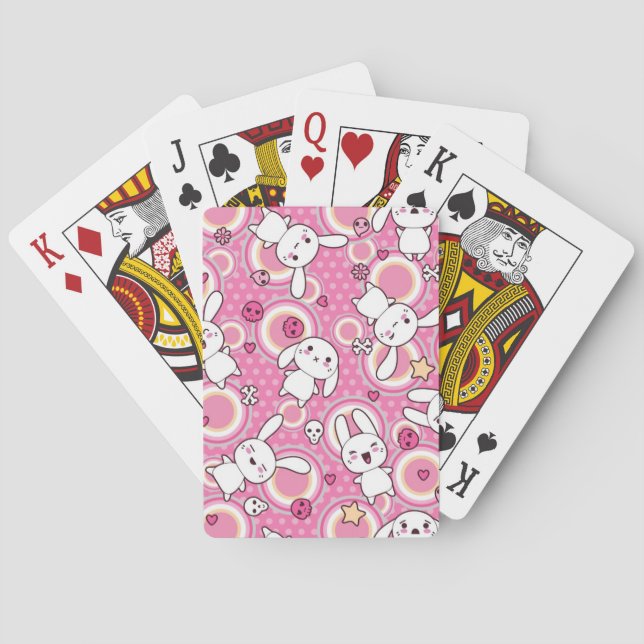 kawaii pink pattern playing cards (Back)