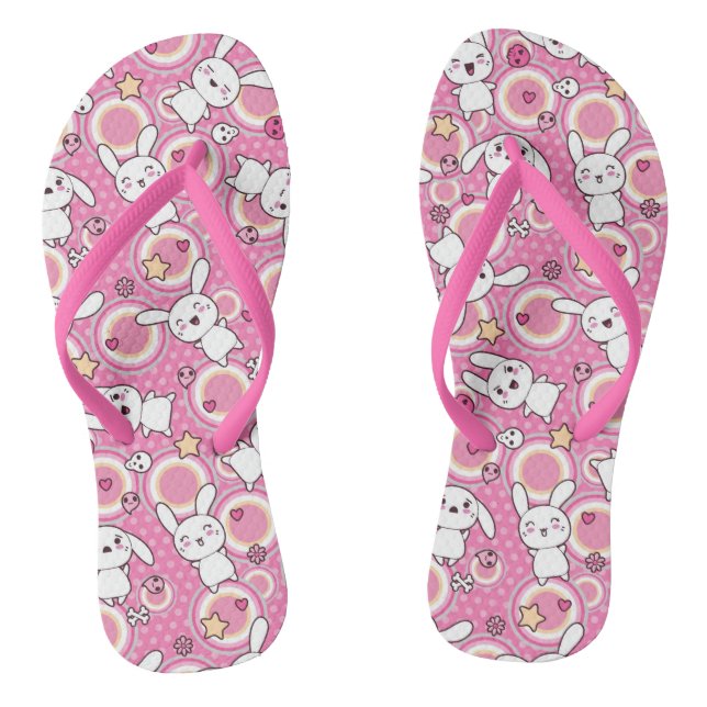 kawaii pink pattern thongs (Footbed)