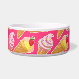 Kawaii pink pattern with strawberry ice cream 