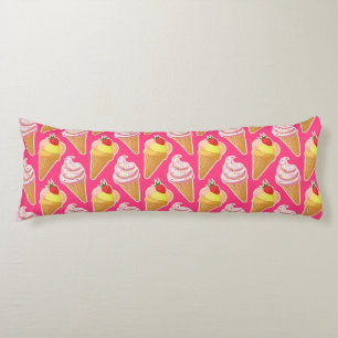 Kawaii pink pattern with strawberry ice cream  body cushion