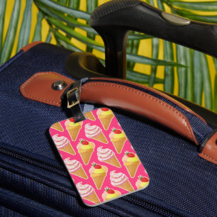 Kawaii pink pattern with strawberry ice cream  luggage tag