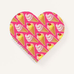 Kawaii pink pattern with strawberry ice cream notebook