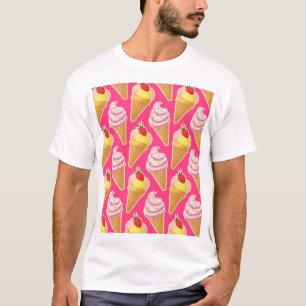 Kawaii pink pattern with strawberry ice cream T-Shirt