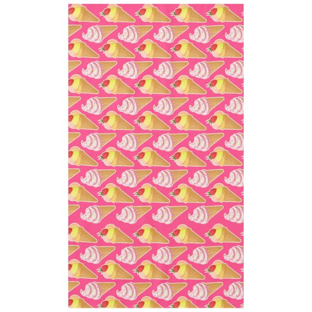 Kawaii pink pattern with strawberry ice cream  tablecloth (Front)