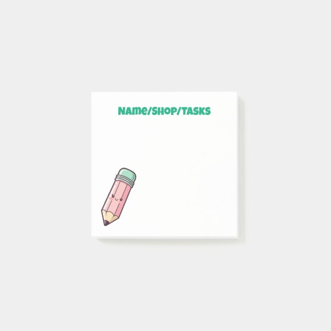 Kawaii Pink Pencil Post-it Notes (Front)