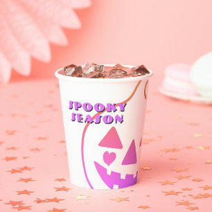 Kawaii Pink Purple Pumpkin Halloween Kids Paper Cups