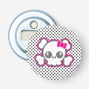Kawaii Pink Ribbon Skull Bottle Opener