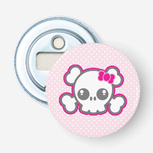 Kawaii Pink Ribbon Skull Bottle Opener