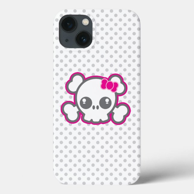Kawaii Pink Ribbon Skull iPad Case (Back)