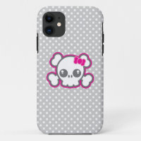 Kawaii Pink Ribbon Skull iPhone Case
