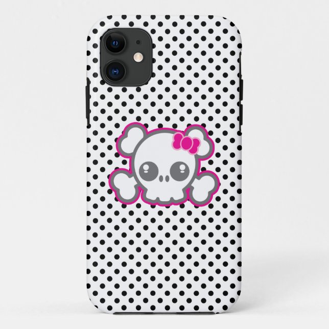 Kawaii Pink Ribbon Skull iPhone Case (Back)
