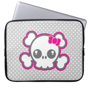Kawaii Pink Ribbon Skull Laptop Sleeve
