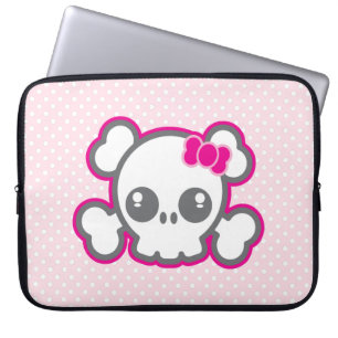 Kawaii Pink Ribbon Skull Laptop Sleeve