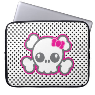 Kawaii Pink Ribbon Skull Laptop Sleeve