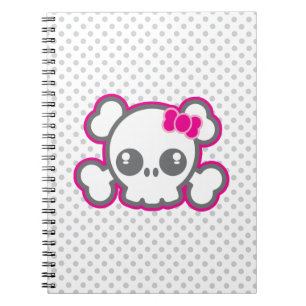 Kawaii Pink Ribbon Skull Notebook