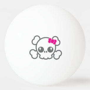 Kawaii Pink Ribbon Skull Ping Pong Balls