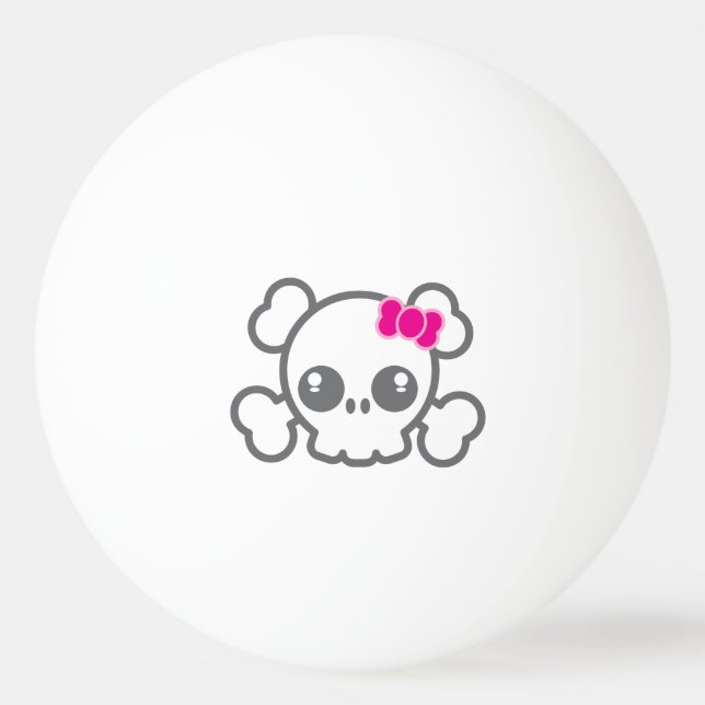 Kawaii Pink Ribbon Skull Ping Pong Balls (Back)