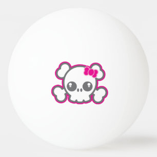 Kawaii Pink Ribbon Skull Ping Pong Balls