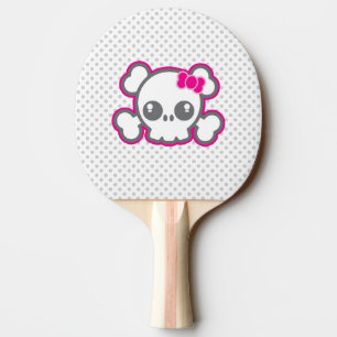 Kawaii Pink Ribbon Skull Ping Pong Paddle
