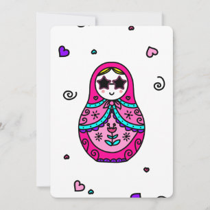 kawaii pink Russian Doll Invitation