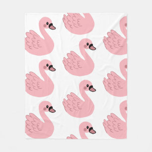 Kawaii Pink Swan – Cute Cartoon Animal Design Fleece Blanket