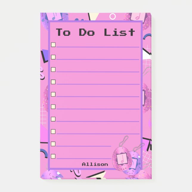 Kawaii Pink Tamagotchi Post-it Notes (Front)