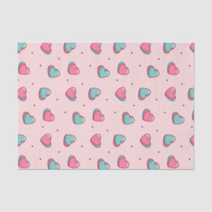 Kawaii Pink Valentine's Day Heart Doodle Pattern Tissue Paper
