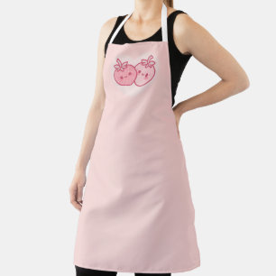Kawaii Pink Valentines Strawberries Apron