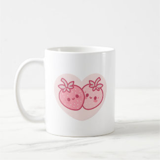 Kawaii Pink Valentines Strawberries Coffee Mug