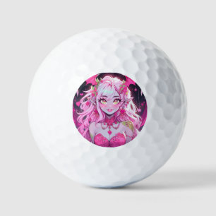 Kawaii Pinkcore Fantasy Demon Anime Girl Golf Balls