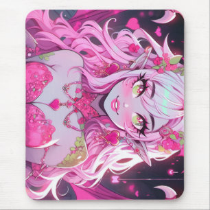 Kawaii Pinkcore Fantasy Demon Anime Girl Mouse Pad